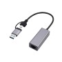USB-A + Type-C to Ethernet LAN GEMBIRD USB 3.1 + type-C Gigabit network adapter, space grey, A-USB3AC-LAN-01