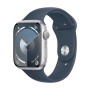 Apple Watch 9 GPS 45mm Silver Aluminium Case with Sport Band - Storm Blue