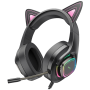 hoco. Slušalice sa mikrofonom, gaming, USB/3.5 mm, LED - W107 Cute Cat Black/Pink