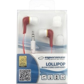 Slušalice ESPERANZA LOLLIPOP In-Ear, Noise dampening + Amplified BASS, red, EH146R
