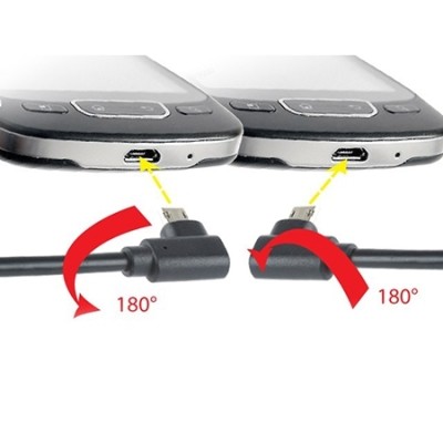 USB 2,0 kabal 1.8m, dvostrani micro USB konektor 90 stepeni, GEMBIRD CCB-USB2-AMmDM90-6