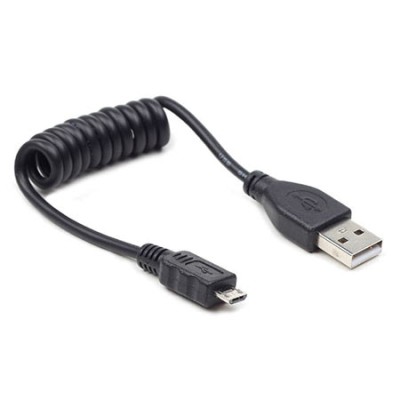 USB 2,0 kabal A-microB 0.6m spiralni, GEMBIRD CC-mUSB2C-AMBM-0.6M