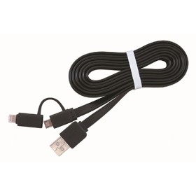 USB 2,0 kabal charging combo cable microUSB + iPhone, black, 1 m, FLAT GEMBIRD CC-USB2-AMLM2-1M