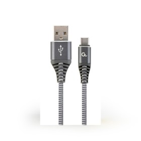 USB 2.0 kabl Premium cotton braided Type-C USB charging and data cable, 1 m, spacegrey/white, GEMBIRD CC-USB2B-AMCM-1M-WB2