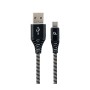 USB 2.0 kabl Premium cotton braided Type-C USB charging and data cable, 2m, black/white, GEMBIRD CC-USB2B-AMCM-2M-BW