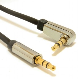 Audio kabl AUX PREMIUM 90 stepeni GEMBIRD, 3,5mm stereo to 3,5mm stereo, 1m, CCAP-444L-1M