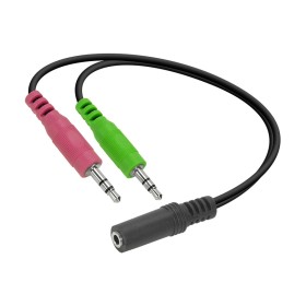 Audio adapter jack Speedlink, male 2x3,5mm 3-pin to female 3,5mm 4-pin, black audio adapter za slušalice SL-170305-BK