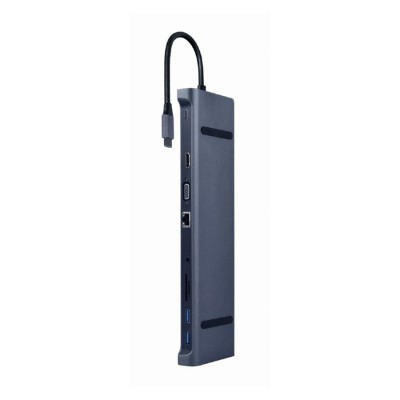 Docking station GEMBIRD USB adapter Type-C 10-in-1 multi-port adapter (USB hub+HDMI+VGA+PD+card reader+LAN+3.5mm), A-CM-COMBO10-