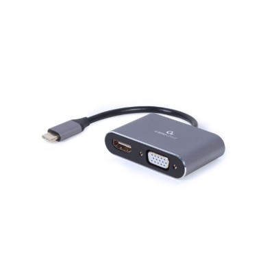 Type-C  to HDMI + VGA, adapter kabl, GEMBIRD A-USB3C-HDMIVGA-01