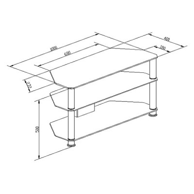 Stalak za TV GNC AVS040-1000, staklo black/black 1000x400x500mm