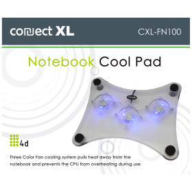 Connect XL Hladnjak za laptop 4D, 12"-15", 3 ventilatora, konekcija USB - CXL-FN100