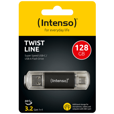 (Intenso) USB Flash drive 128GB, USB 3.2, USB-C, USB-A, Twist Line - USB3.2-128GB/Twist Line