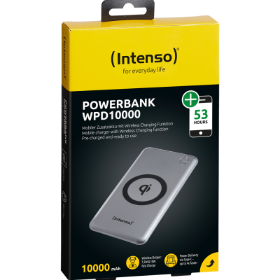 (Intenso) Prijenosni punjač za mobitele i tablete 10000mAh, bežični - POWERBANK WPD10000 silver