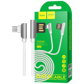 hoco. USB kabl za smartphone, micro USB, 1.2 met., 2.4 A, bijela - U42 Exquisite steel, Micro USB, WH