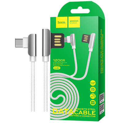 hoco. USB kabl za smartphone, USB type C, 1.2 met., 2.4 A, bijela - U42 Exquisite steel, USB type C, WH