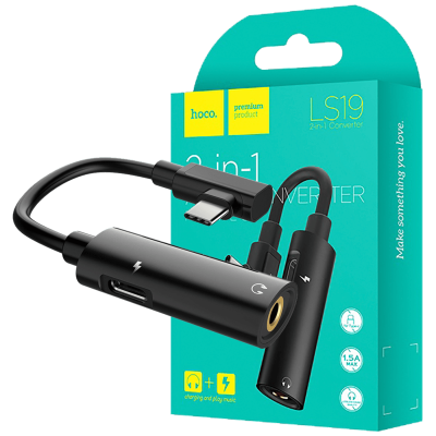 hoco. Adapter za slušalice 2in1, USB type C na type C / 3.5 mm - LS19 Type-C to 3.5 mm