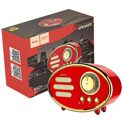 hoco. Zvučnik bežični, Bluetooth,retro, 1200 mAh, 5 h, 5 W, crvena - BS25 Time, Bluetooth, retro, red