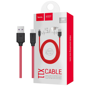 hoco. USB kabl za smartphone, USB type C, 1.2 met., 5 A - X11 Rapid Black/Red
