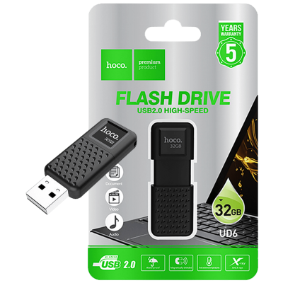 hoco. USB Flash Drive 32GB, USB 2.0, crni - UD6 Intelligent/32GB