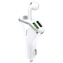 hoco. Auto punjač sa bežičnom slušalicom, QC,2 x USB, 3.1 A,bijela - E47 Traveller White