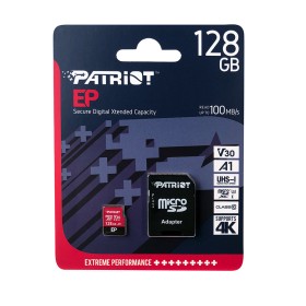 MICRO SD PATRIOT 128GB V30,PEF128GEP31MCX 4K Video Recording Read speed up to 100MB/s | write speed up to 80MB/s