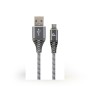 USB 2.0 kabl Premium cotton braided Type-C USB charging and data cable, 1 m, spacegrey/white, GEMBIRD CC-USB2B-AMCM-1M-WB2