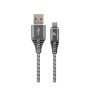 USB 2.0 kabl Premium cotton braided Type-C USB charging and data cable, 2m, spacegrey/white, GEMBIRD CC-USB2B-AMCM-2M-WB2