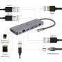 Docking station USB adapter Type-C 5-in-1 multi-port adapter Hub + HDMI + PD + card reader + LAN, A-CM-COMBO5-05