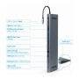 Docking station USB adapter Type-C 9-in-1 multi-port adapter, USB hub + HDMI + VGA + PD + card reader + LAN + audio, space grey 