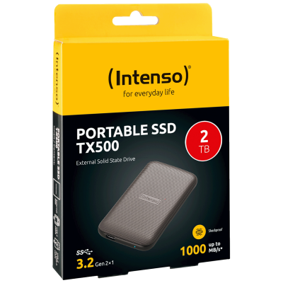 (Intenso) Eksterni SSD, do 1000 MB/s, kapacitet 2TB, USB 3.2 - External SSD TX500 2TB