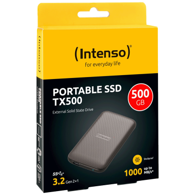 (Intenso) Eksterni SSD, do 1000 MB/s, kapacitet 500GB, USB 3.2 - External SSD TX500 500GB